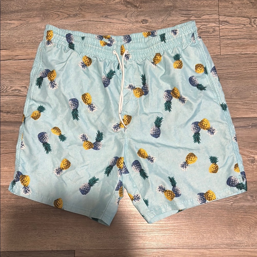 Old Navy Pineapple Print Swim Trunks - Light Blue
